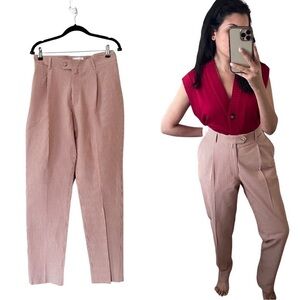 ARJE The Jona Single Pleat Crickled Cotton Stripes Pants Red Large